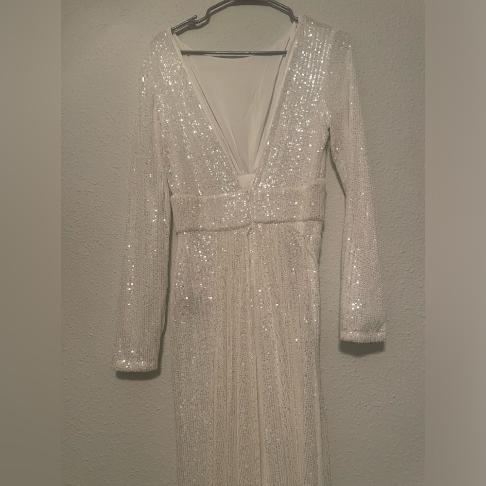 White Sequin Maxi Dress